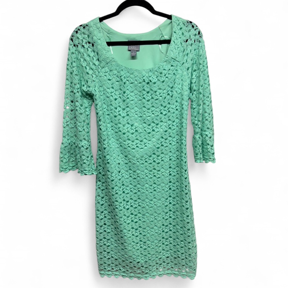 Rabbit Rabbit Rabbit Designs Mint Green Crochet Lace Dress Size 4 - Picture 2 of 7